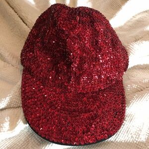 Red Sequin Baseball Cap